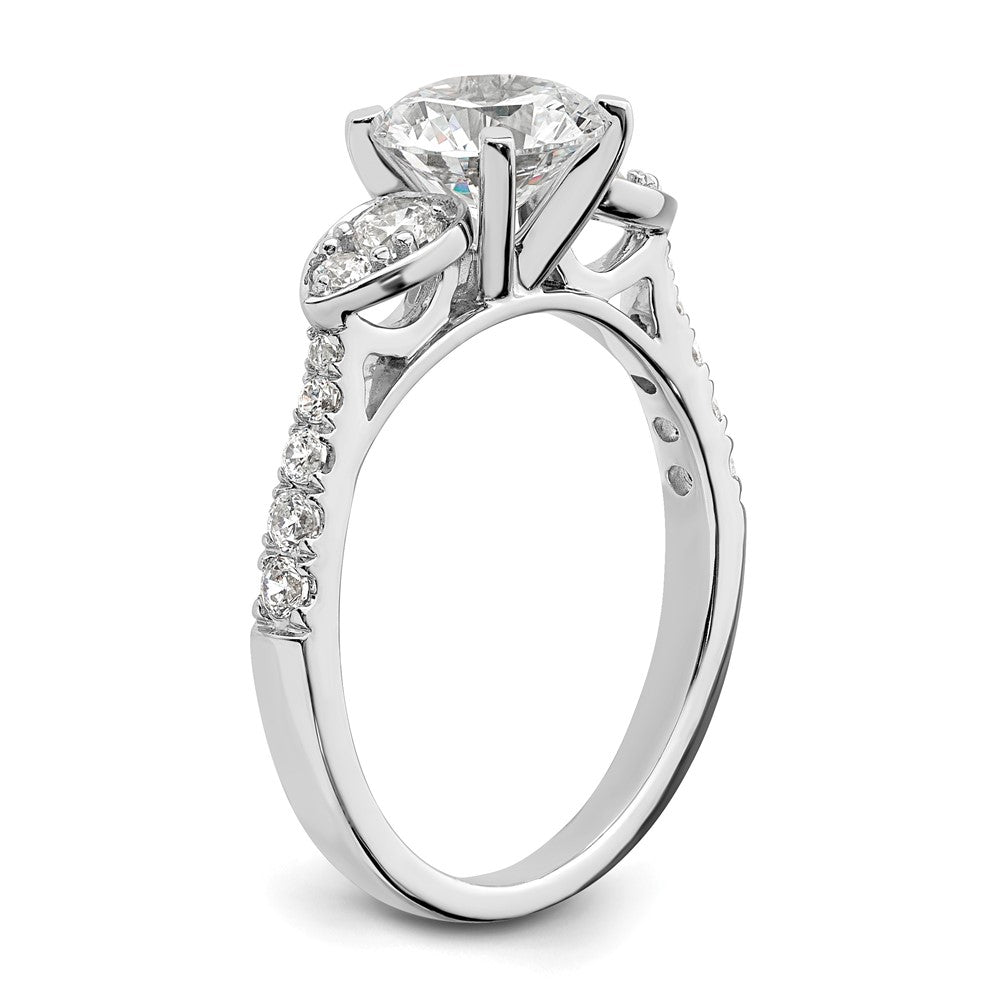 14K Weißgold (holds 1.25 Karat (7.00mm) Rund Mittig) 3/8 Diamant Halbfassung Verlobungsring