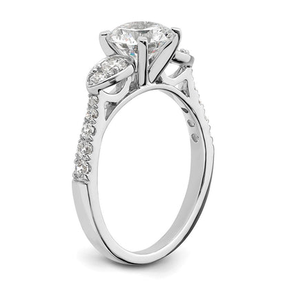 14K Weißgold (holds 1.25 Karat (7.00mm) Rund Mittig) 3/8 Diamant Halbfassung Verlobungsring