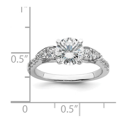 14K Weißgold (holds 1.25 Karat (7.00mm) Rund Mittig) 3/8 Diamant Halbfassung Verlobungsring
