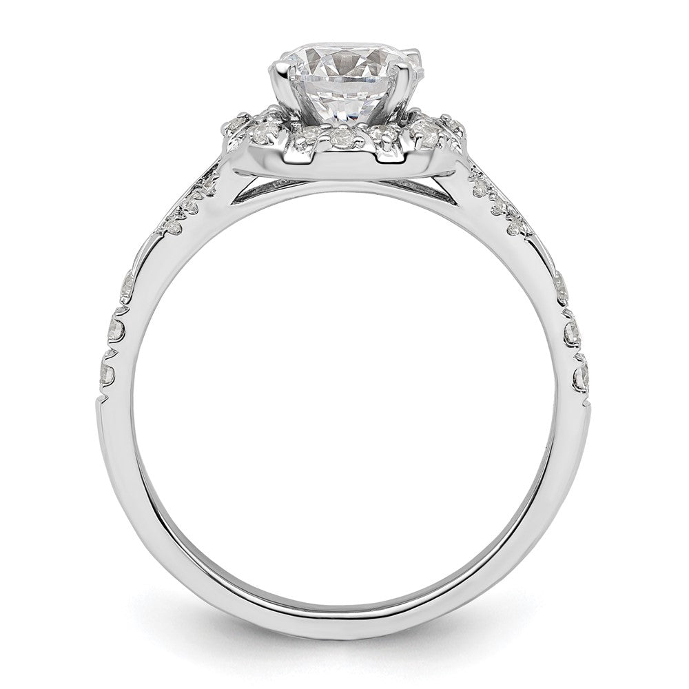 14K Weißgold Halo-Verlobungsring mit 1 ct. rundem Center-Laborgezüchteter Diamant Semi Mount, VS/SI+ G+, 0,33 ct