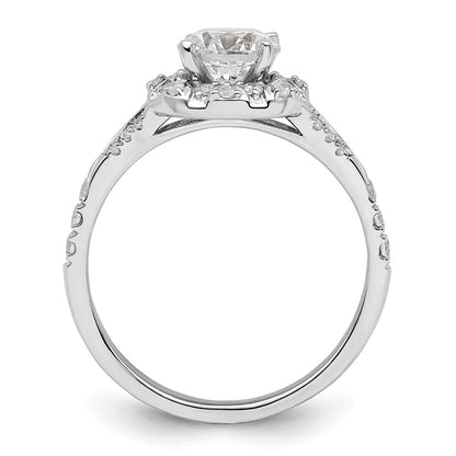 14K Weißgold Halo-Verlobungsring mit 1 ct. rundem Center-Laborgezüchteter Diamant Semi Mount, VS/SI+ G+, 0,33 ct
