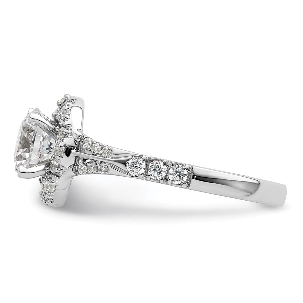 14K Weißgold Halo-Verlobungsring mit 1 ct. rundem Center-Laborgezüchteter Diamant Semi Mount, VS/SI+ G+, 0,33 ct