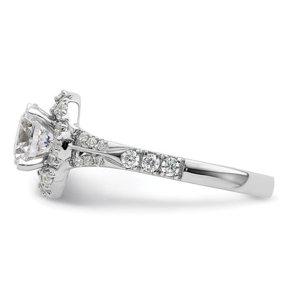 14K Weißgold Halo-Verlobungsring mit 1 ct. rundem Center-Laborgezüchteter Diamant Semi Mount, VS/SI+ G+, 0,33 ct