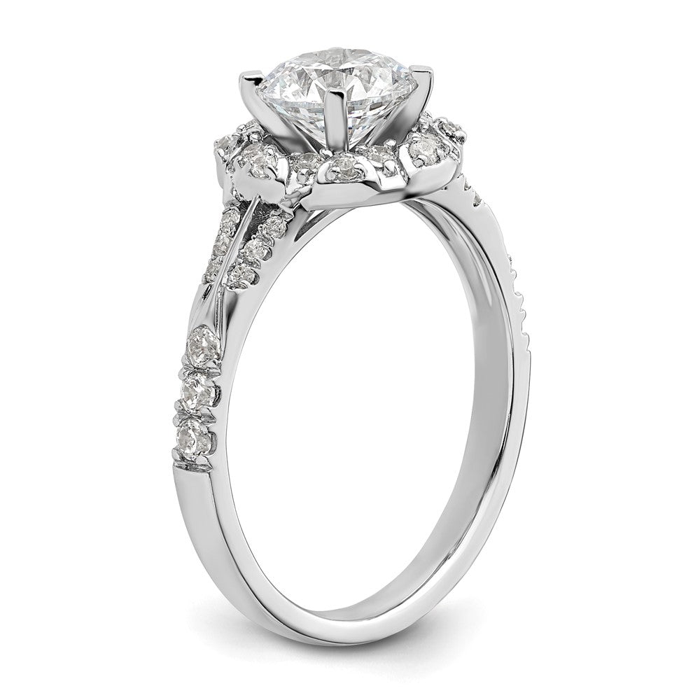 14K Weißgold Halo-Verlobungsring mit 1 ct. rundem Center-Laborgezüchteter Diamant Semi Mount, VS/SI+ G+, 0,33 ct