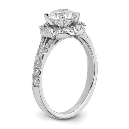 14K Weißgold Halo-Verlobungsring mit 1 ct. rundem Center-Laborgezüchteter Diamant Semi Mount, VS/SI+ G+, 0,33 ct