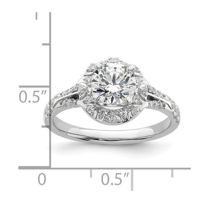 14K Weißgold Halo-Verlobungsring mit 1 ct. rundem Center-Laborgezüchteter Diamant Semi Mount, VS/SI+ G+, 0,33 ct