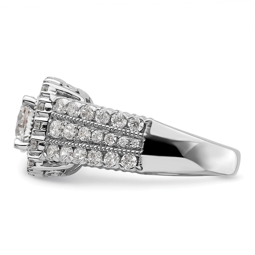 Verlobungsring aus 14K Weißgold mit 1,33 ct. Laborgezüchteten Diamanten VS/SI+ G+, Mittelstein 1 ct. im Rundschliff
