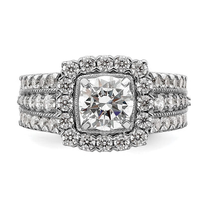 Verlobungsring aus 14K Weißgold mit 1,33 ct. Laborgezüchteten Diamanten VS/SI+ G+, Mittelstein 1 ct. im Rundschliff