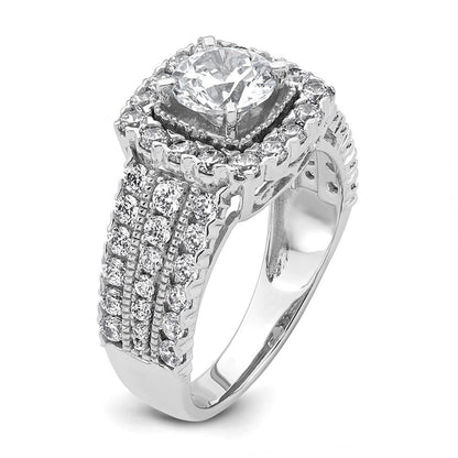 Verlobungsring aus 14K Weißgold mit 1,33 ct. Laborgezüchteten Diamanten VS/SI+ G+, Mittelstein 1 ct. im Rundschliff