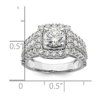 Verlobungsring aus 14K Weißgold mit 1,33 ct. Laborgezüchteten Diamanten VS/SI+ G+, Mittelstein 1 ct. im Rundschliff