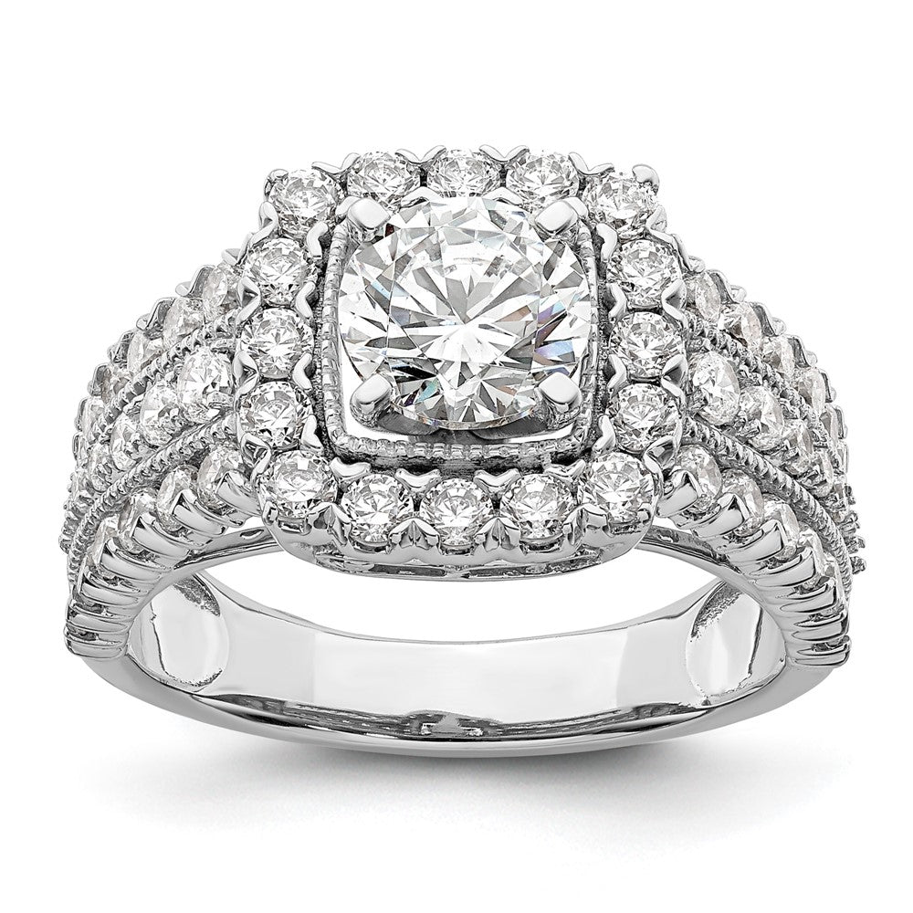 Verlobungsring aus 14K Weißgold mit 1,33 ct. Laborgezüchteten Diamanten VS/SI+ G+, Mittelstein 1 ct. im Rundschliff