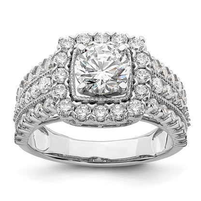 Verlobungsring aus 14K Weißgold mit 1,33 ct. Laborgezüchteten Diamanten VS/SI+ G+, Mittelstein 1 ct. im Rundschliff