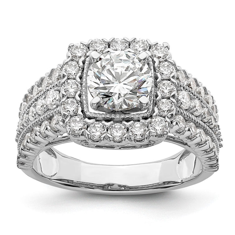 Verlobungsring aus 14K Weißgold mit 1,33 ct. Laborgezüchteten Diamanten VS/SI+ G+, Mittelstein 1 ct. im Rundschliff