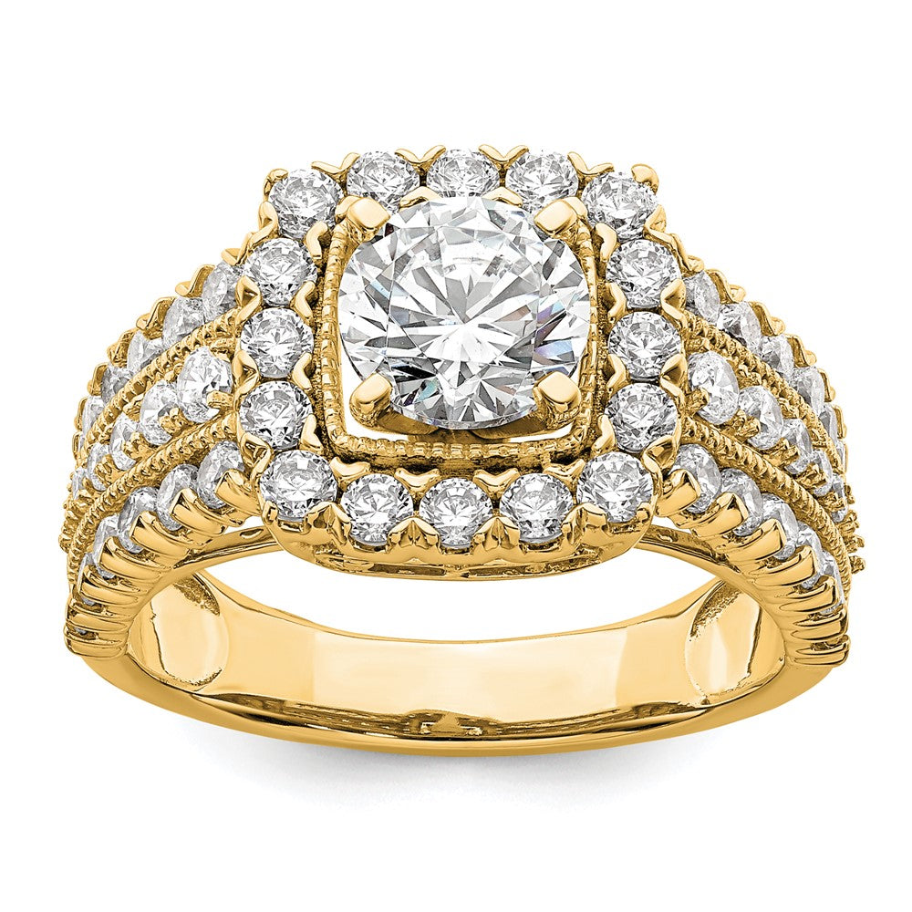 14K Gelbgold Verlobungsring mit 1 0,33 ct. Laborgezüchtetem Diamanten VS/SI+ G+, davon 1 ct. runder Diamant im Zentrum