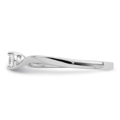 14K Weißgold First Versprechen Bypass 1/10 Karat Rund Diamant Komplett Versprechen/ Verlobungsring