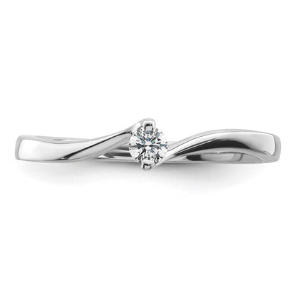 14K Weißgold First Versprechen Bypass 1/10 Karat Rund Diamant Komplett Versprechen/ Verlobungsring