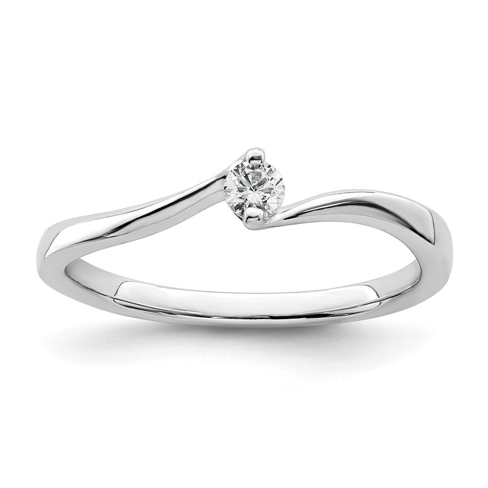 14K Weißgold First Versprechen Bypass 1/10 Karat Rund Diamant Komplett Versprechen/ Verlobungsring