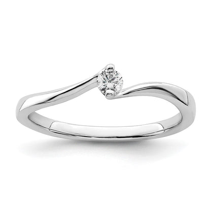 14K Weißgold First Versprechen Bypass 1/10 Karat Rund Diamant Komplett Versprechen/ Verlobungsring