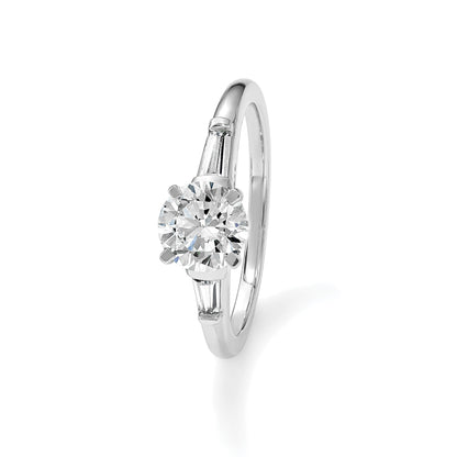 14K Weißgold Halbfassung Including 2 Baquette Seite Steine Diamant Verlobungsring