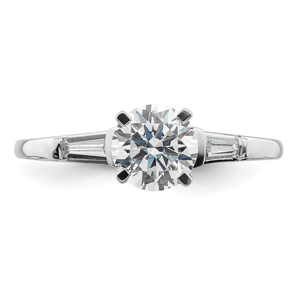 14K Weißgold Halbfassung Including 2 Baquette Seite Steine Diamant Verlobungsring