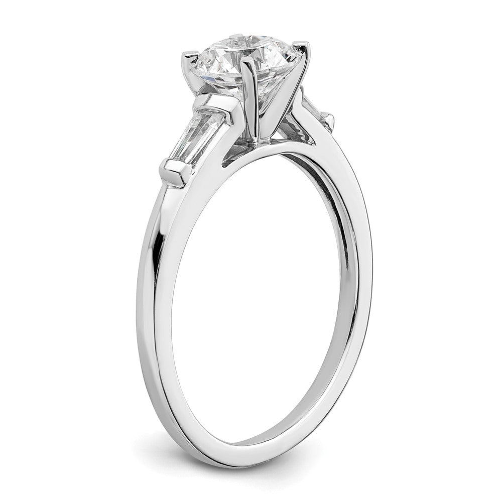 14K Weißgold Halbfassung Including 2 Baquette Seite Steine Diamant Verlobungsring