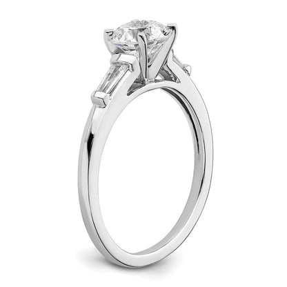 14K Weißgold Halbfassung Including 2 Baquette Seite Steine Diamant Verlobungsring