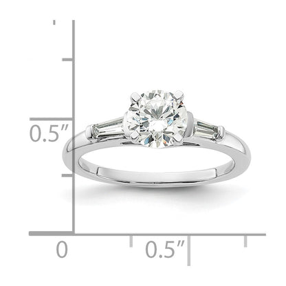 14K Weißgold Halbfassung Including 2 Baquette Seite Steine Diamant Verlobungsring