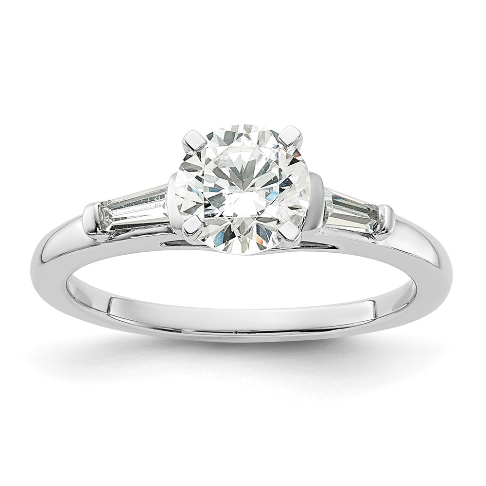 14K Weißgold Halbfassung Including 2 Baquette Seite Steine Diamant Verlobungsring