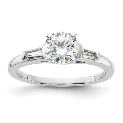 14K Weißgold Halbfassung Including 2 Baquette Seite Steine Diamant Verlobungsring