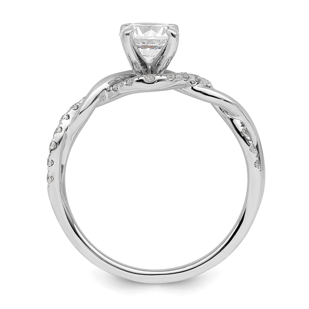 14K Weißgold Gedreht (holds 5/8 Karat (5.8mm) Rund Mittig) 1/4 Diamant Halbfassung Verlobungsring