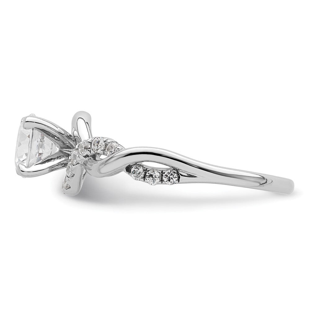 14K Weißgold Gedreht (holds 5/8 Karat (5.8mm) Rund Mittig) 1/4 Diamant Halbfassung Verlobungsring
