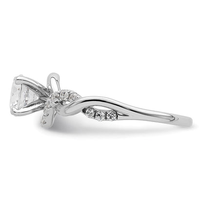 14K Weißgold Gedreht (holds 5/8 Karat (5.8mm) Rund Mittig) 1/4 Diamant Halbfassung Verlobungsring