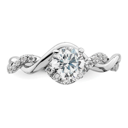 14K Weißgold Gedreht (holds 5/8 Karat (5.8mm) Rund Mittig) 1/4 Diamant Halbfassung Verlobungsring