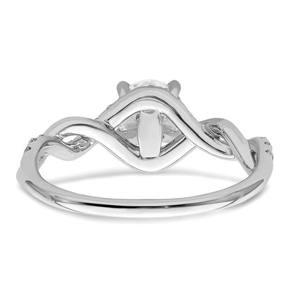 14K Weißgold Gedreht (holds 5/8 Karat (5.8mm) Rund Mittig) 1/4 Diamant Halbfassung Verlobungsring