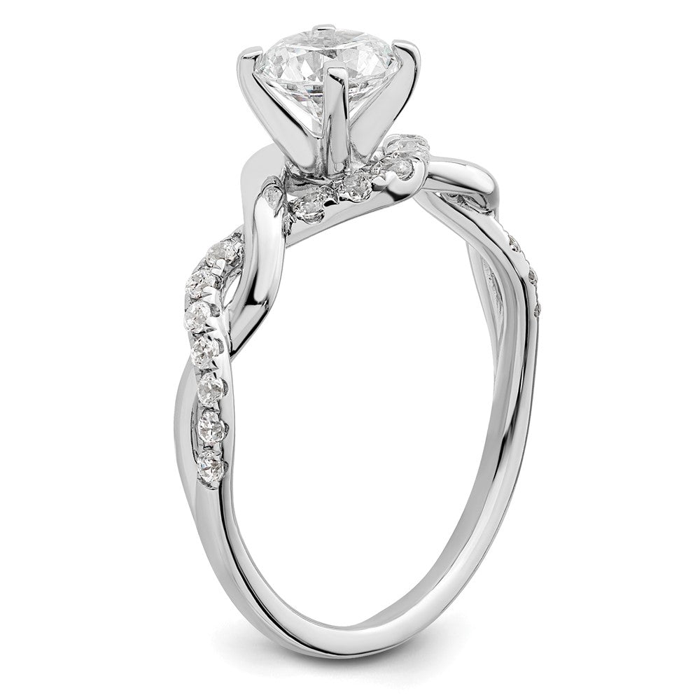 14K Weißgold Gedreht (holds 5/8 Karat (5.8mm) Rund Mittig) 1/4 Diamant Halbfassung Verlobungsring