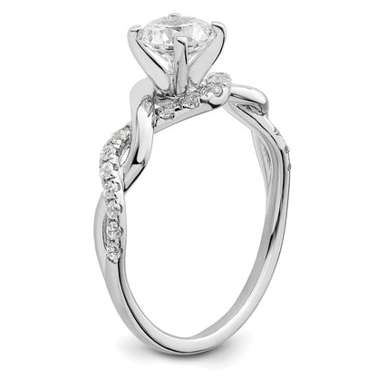 14K Weißgold Gedreht (holds 5/8 Karat (5.8mm) Rund Mittig) 1/4 Diamant Halbfassung Verlobungsring