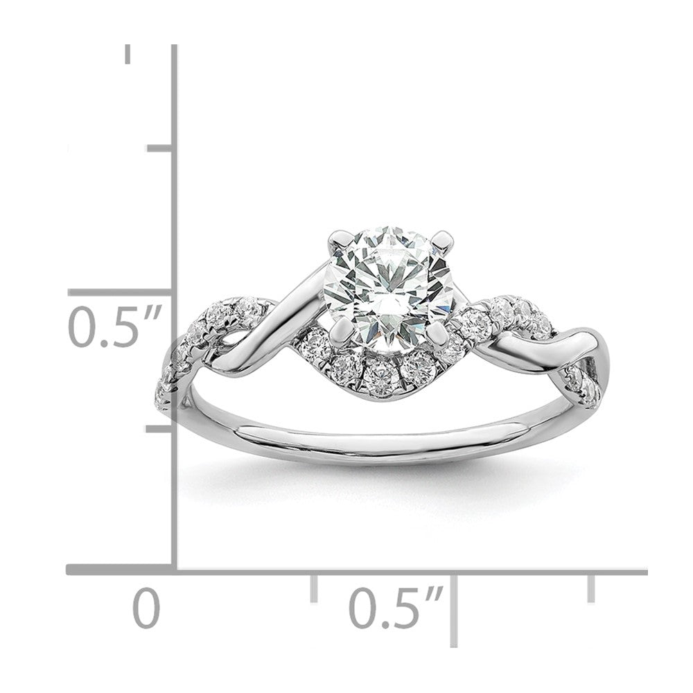 14K Weißgold Gedreht (holds 5/8 Karat (5.8mm) Rund Mittig) 1/4 Diamant Halbfassung Verlobungsring