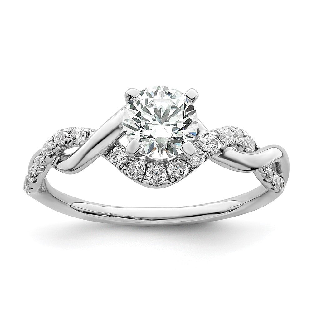 14K Weißgold Gedreht (holds 5/8 Karat (5.8mm) Rund Mittig) 1/4 Diamant Halbfassung Verlobungsring