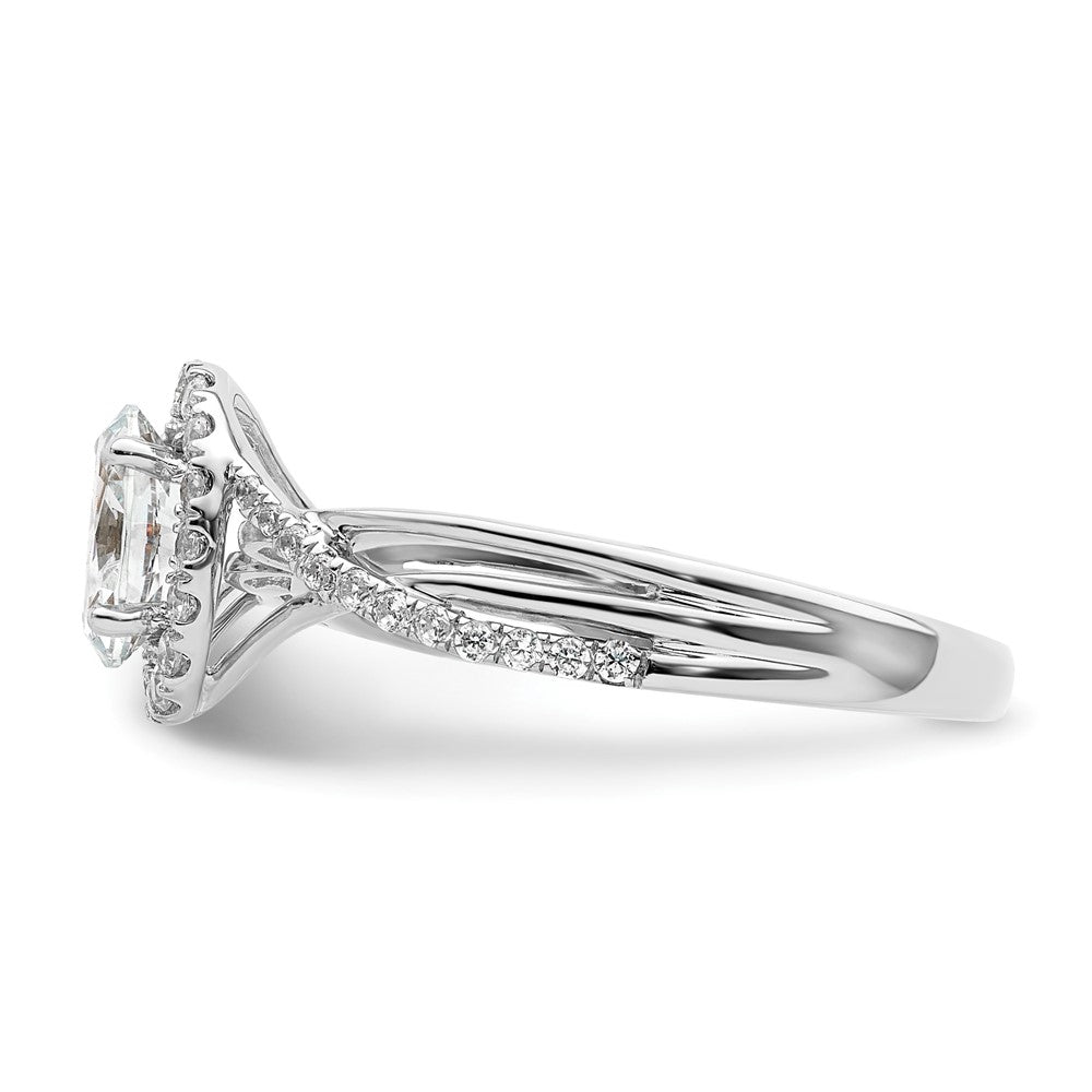 14K Weißgold Verlobungsring mit 0,75 ct. rundem Center-Laborzüchtungsdiamant VS/SI+ G+ und 0,25 ct. Diamanten, Bypass-Design
