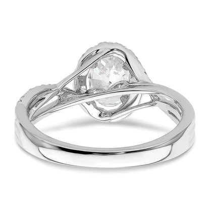 14K Weißgold Verlobungsring mit 1 ct. zertifiziertem, im Labor gezüchtetem Diamant VS/SI+ G+ im Rundschliff, Bypass-Design