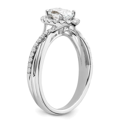 14K Weißgold Verlobungsring mit 0,75 ct. rundem Center-Laborzüchtungsdiamant VS/SI+ G+ und 0,25 ct. Diamanten, Bypass-Design