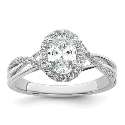 14K Weißgold Verlobungsring mit 1 ct. zertifiziertem, im Labor gezüchtetem Diamant VS/SI+ G+ im Rundschliff, Bypass-Design