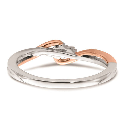 14K Weiß/ Roségold First Versprechen Weiß und Rose 3 Stein 1/8 Karat Rund Diamant Komplett Versprechen/ Verlobungsring