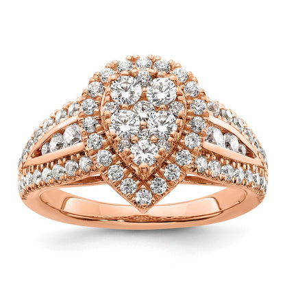 14K Roségold Verlobungsring mit 1,25 ct. Laborgezüchteten Diamanten VS/SI+ G+ im Cluster-Design