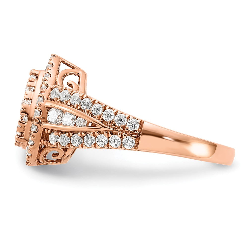14K Roségold Verlobungsring mit 1,25 ct. Laborgezüchteten Diamanten VS/SI+ G+ im Cluster-Design