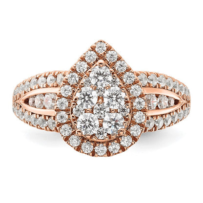 14K Roségold Verlobungsring mit 1,25 ct. Laborgezüchteten Diamanten VS/SI+ G+ im Cluster-Design