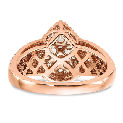 14K Roségold Verlobungsring mit 1,25 ct. Laborgezüchteten Diamanten VS/SI+ G+ im Cluster-Design