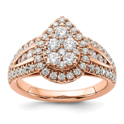 14K Roségold Verlobungsring mit 1,25 ct. Laborgezüchteten Diamanten VS/SI+ G+ im Cluster-Design