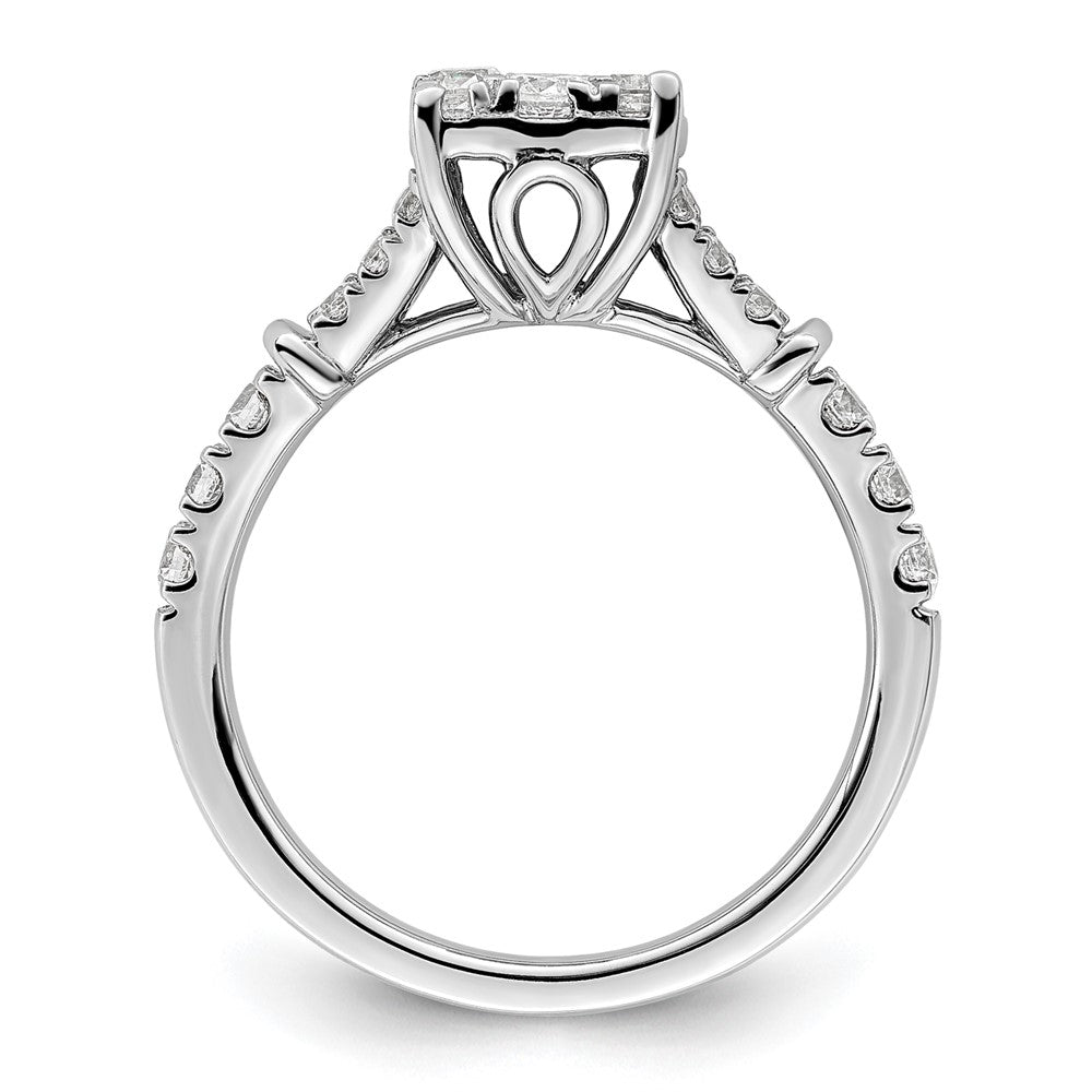 14K Weißgold Verlobungsring mit 1 ct. Laborgezüchteten Diamanten in Cluster-Fassung, VS/SI+ G+