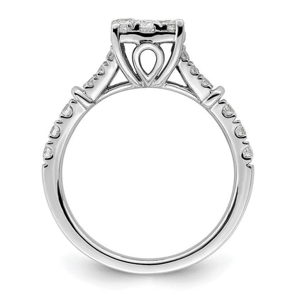 14K Weißgold Verlobungsring mit 1 ct. Laborgezüchteten Diamanten in Cluster-Fassung, VS/SI+ G+